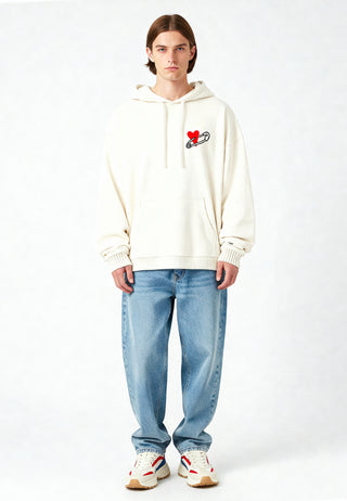 Hoodie Oversize Brodé "Coeur Pins"