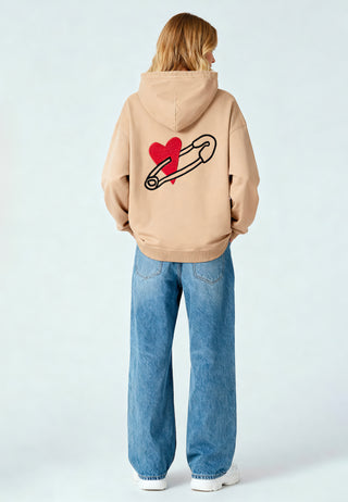 Hoodie Oversize Brodé "Coeur Pins"