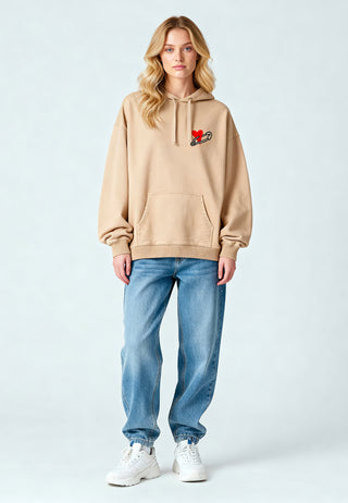 Hoodie Oversize Brodé "Coeur Pins"