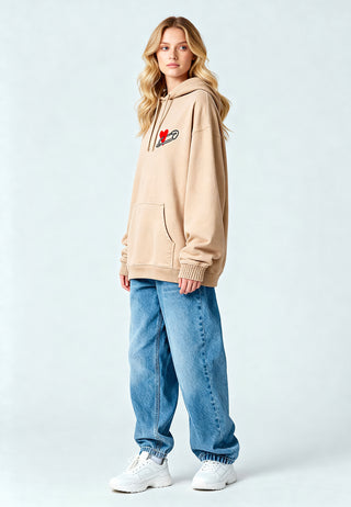 Hoodie Oversize Brodé "Coeur Pins"