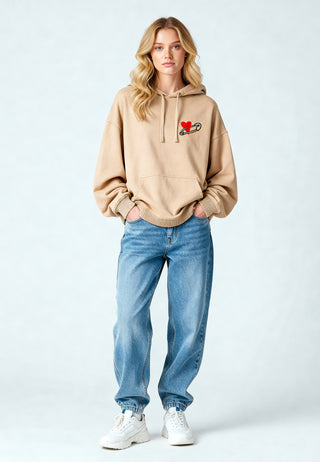 Hoodie Oversize Brodé "Coeur Pins"
