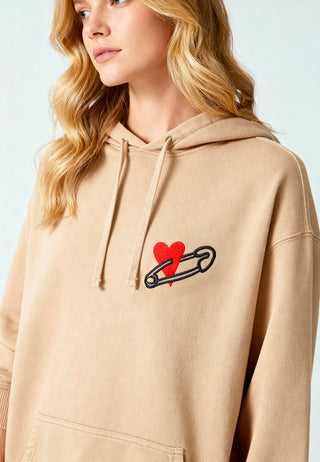 Hoodie Oversize Brodé "Coeur Pins"