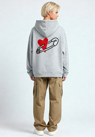 Hoodie Oversize Brodé "Coeur Pins"