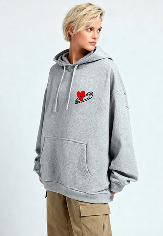 Hoodie Oversize Brodé "Coeur Pins"