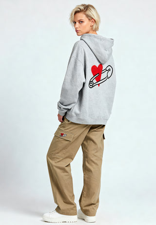 Hoodie Oversize Brodé "Coeur Pins"