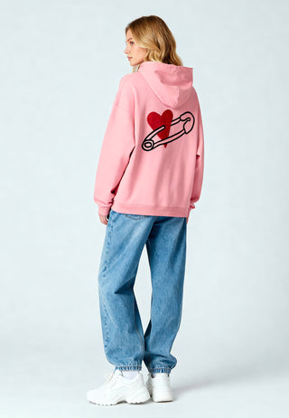 Hoodie Oversize Brodé "Coeur Pins"