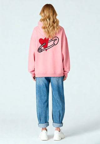 Hoodie Oversize Brodé "Coeur Pins"