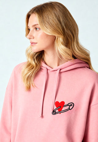 Hoodie Oversize Brodé "Coeur Pins"