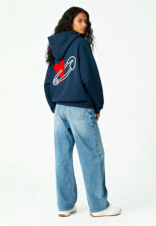Hoodie Oversize Brodé "Coeur Pins"
