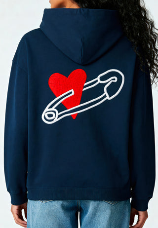 Hoodie Oversize Brodé "Coeur Pins"