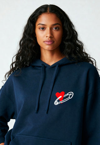 Hoodie Oversize Brodé "Coeur Pins"