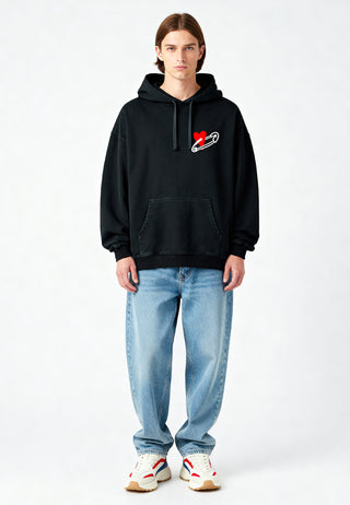 Hoodie Oversize Brodé "Coeur Pins"