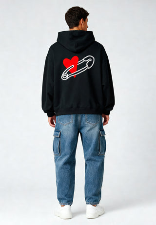 Hoodie Oversize Brodé "Coeur Pins"
