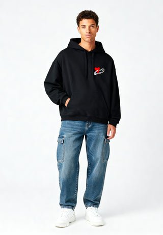 Hoodie Oversize Brodé "Coeur Pins"