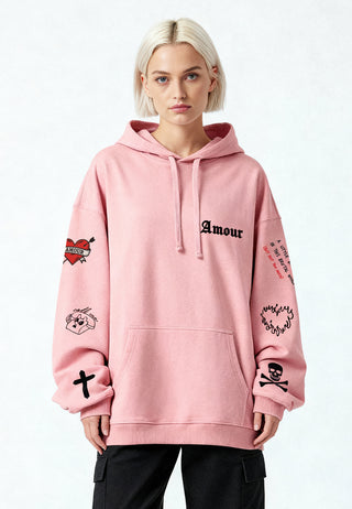 Hoodie Oversize Brodé "Amour Gothic"
