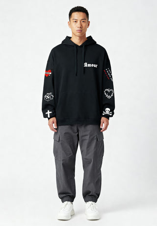 Hoodie Oversize Brodé "Amour Gothic"