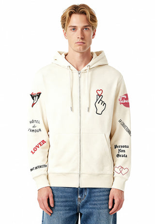 Hoodie à Zip Brodé "Moi Non Plus"