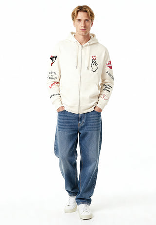 Hoodie à Zip Brodé "Moi Non Plus"