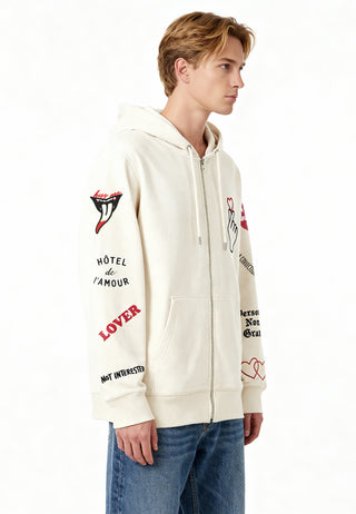 Hoodie à Zip Brodé "Moi Non Plus"