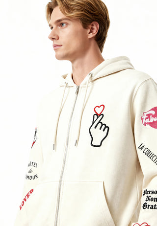 Hoodie à Zip Brodé "Moi Non Plus"