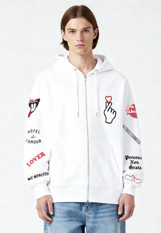 Hoodie à Zip Brodé "Moi Non Plus"