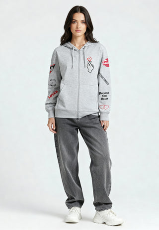 Hoodie à Zip Brodé "Moi Non Plus"