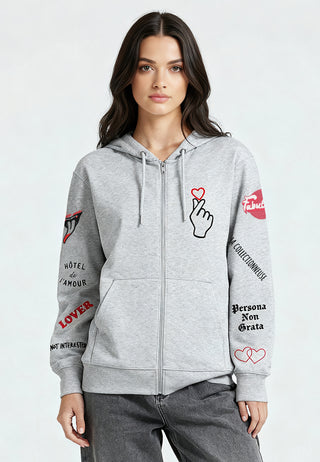 Hoodie à Zip Brodé "Moi Non Plus"