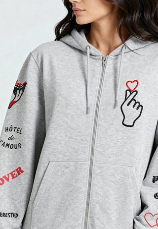 Hoodie à Zip Brodé "Moi Non Plus"