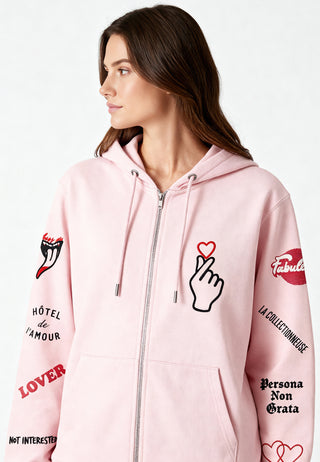 Hoodie à Zip Brodé "Moi Non Plus"