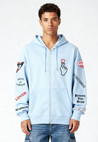 Hoodie à Zip Brodé "Moi Non Plus"