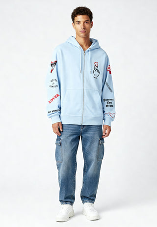 Hoodie à Zip Brodé "Moi Non Plus"