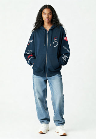 Hoodie à Zip Brodé "Moi Non Plus"