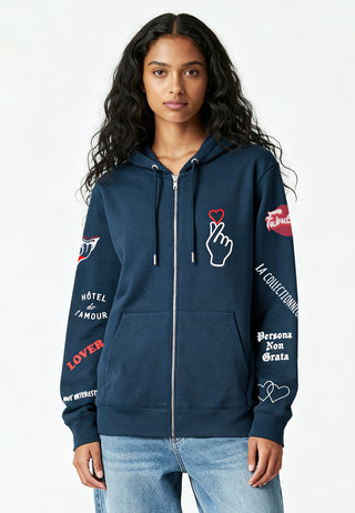 Hoodie à Zip Brodé "Moi Non Plus"