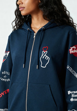 Hoodie à Zip Brodé "Moi Non Plus"