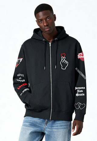 Hoodie à Zip Brodé "Moi Non Plus"
