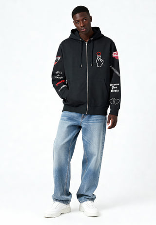 Hoodie à Zip Brodé "Moi Non Plus"