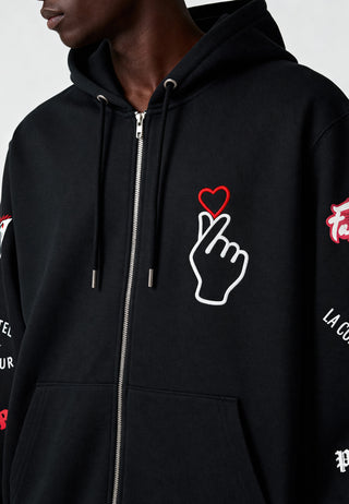 Hoodie à Zip Brodé "Moi Non Plus"