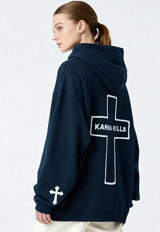 Hoodie Oversize Brodé "Karma Kills"
