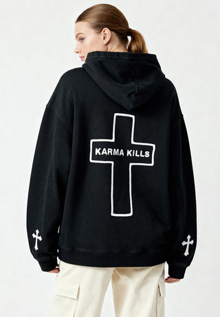 Hoodie Oversize Brodé "Karma Kills"