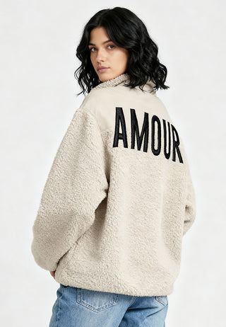 Veste Sherpa Brodée "Amour"