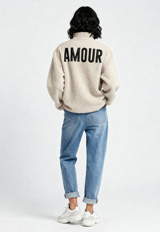Veste Sherpa Brodée "Amour"