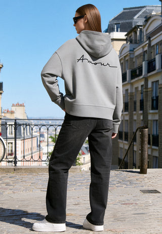 Hoodie Boxy Brodé "Amour"