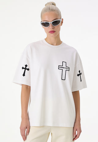 T-shirt Boxy Brodé "Karma Kills"