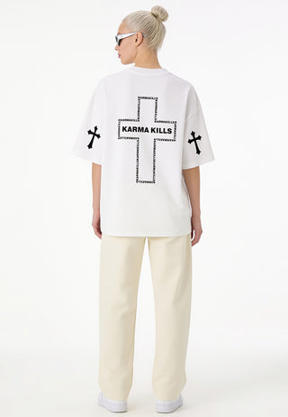 T-shirt Boxy Brodé "Karma Kills"