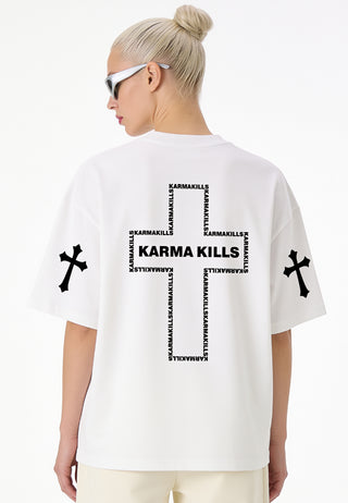 T-shirt Boxy Brodé "Karma Kills"