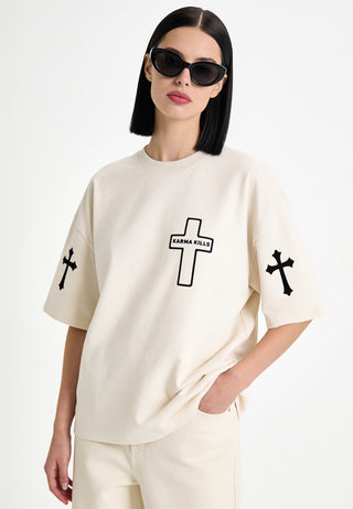 T-shirt Boxy Brodé "Karma Kills"