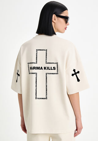 T-shirt Boxy Brodé "Karma Kills"