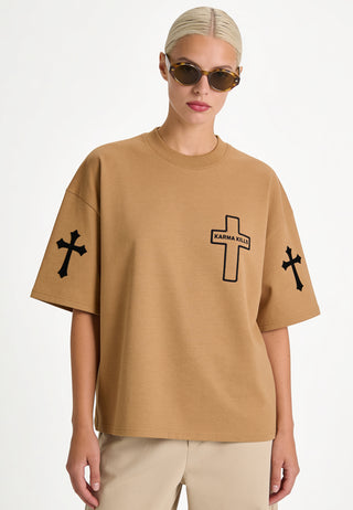 T-shirt Boxy Brodé "Karma Kills"