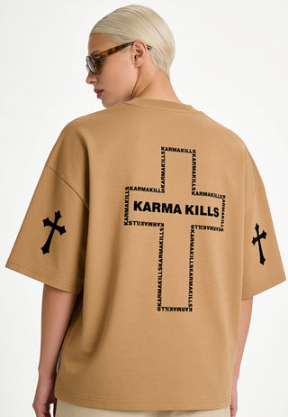 T-shirt Boxy Brodé "Karma Kills"