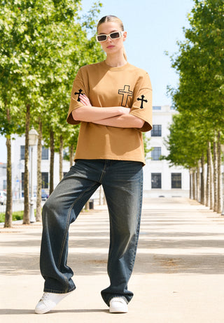 T-shirt Boxy Brodé "Karma Kills"